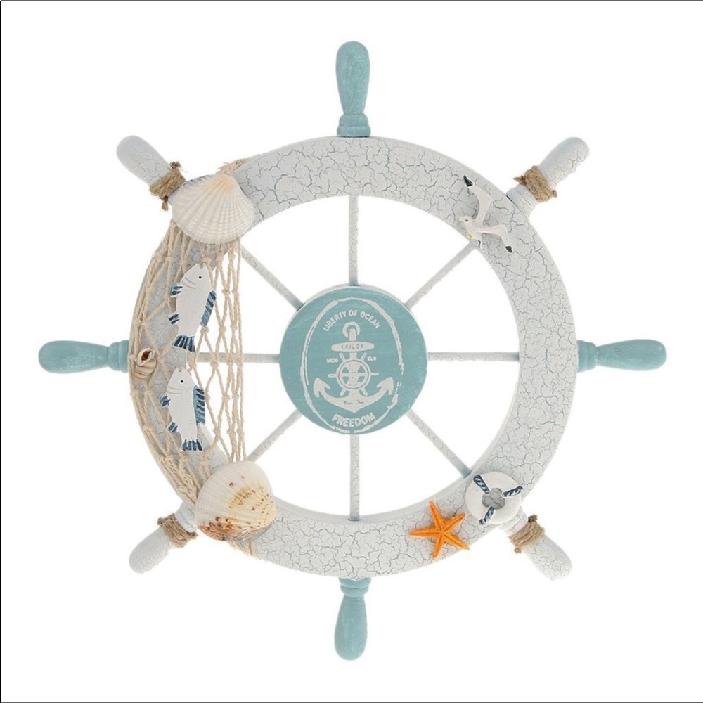 New Wooden Boat Steering Wheel Wall Decor